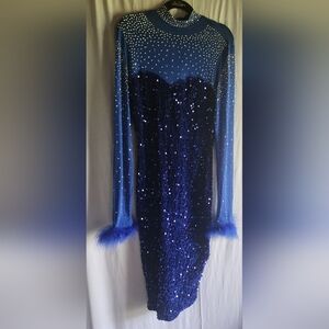 Elegant Blue Sequin Dress